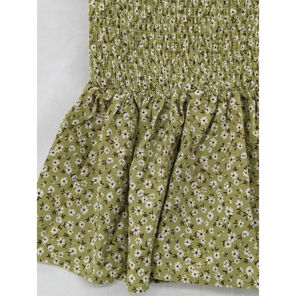 Hesperus Smocked Bodycon Dress Women Size L Floral Drop Waist Cottagecore Fairy - Picture 5 of 9
